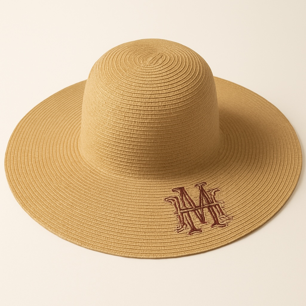 Monogrammed Wide Brim Straw Hat image 0