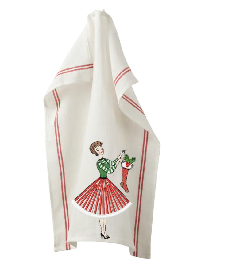 Vintage Christmas Embroidered Kitchen Dish Towels image 4