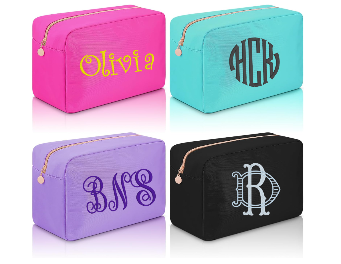 Monogramed Zipper Pouch Travel Bag image 1