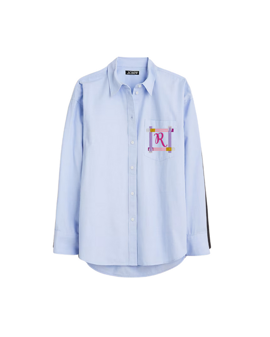 Oversized Tailored Button-Up with Equestrian Monogram image 0