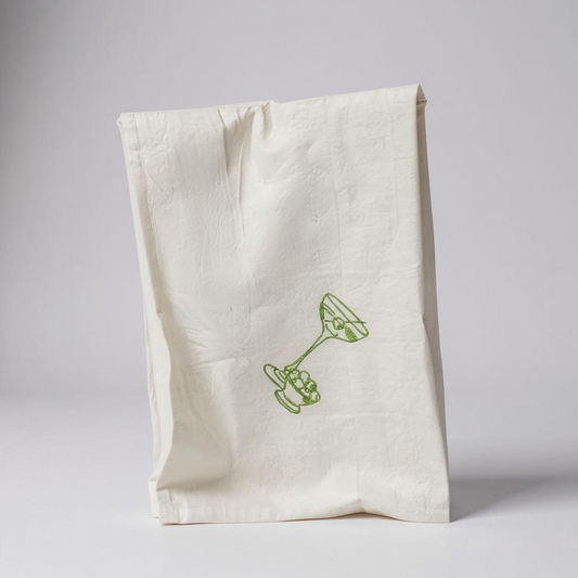 Vintage Martini Embroidered Flour Sack Towel: Retro Bar Decor