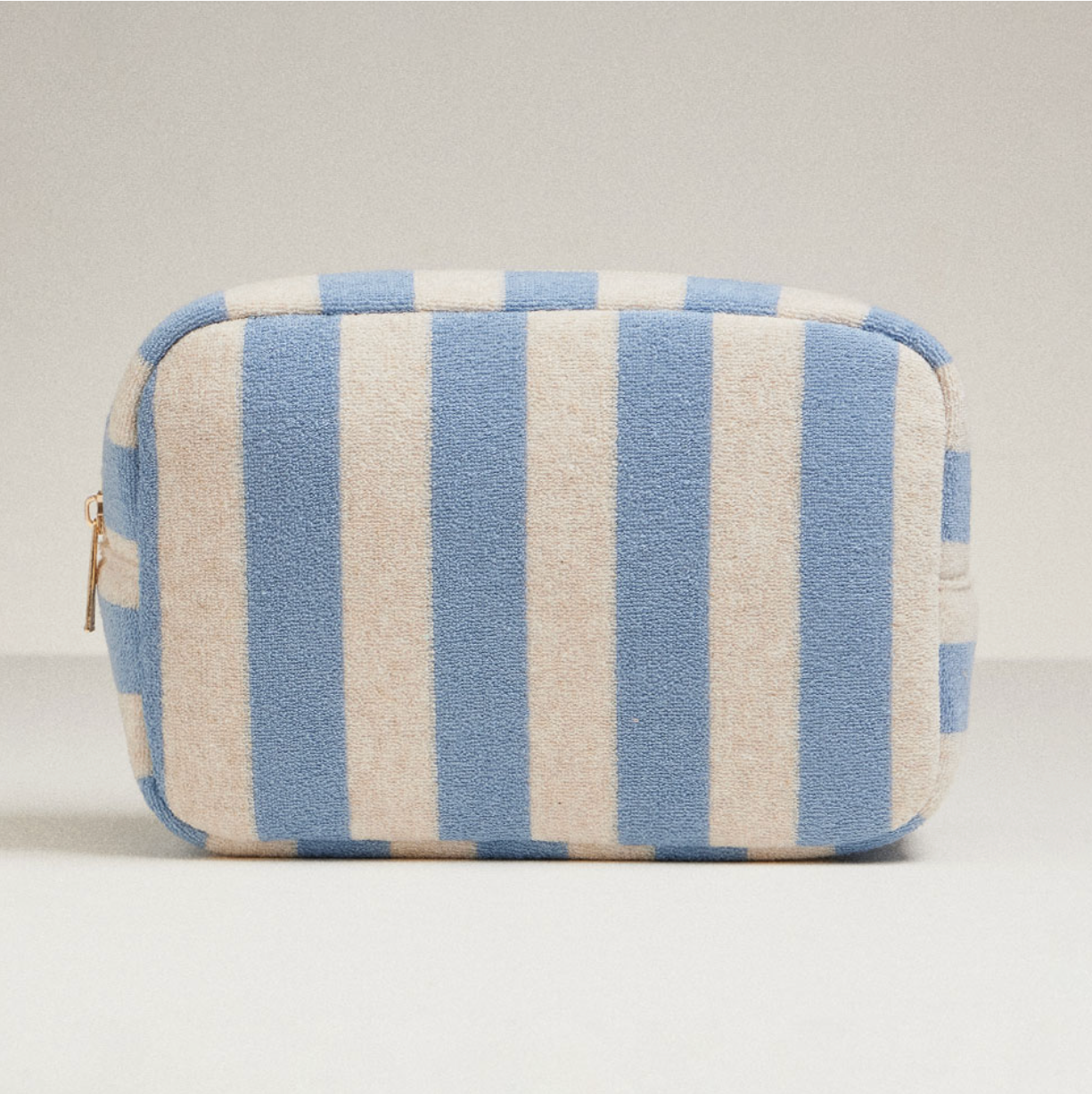 Custom Embroidered Striped Zip Cosmetic Case | Personalized Terry Makeup Bag | Monogrammed Pouch | Gift for Her