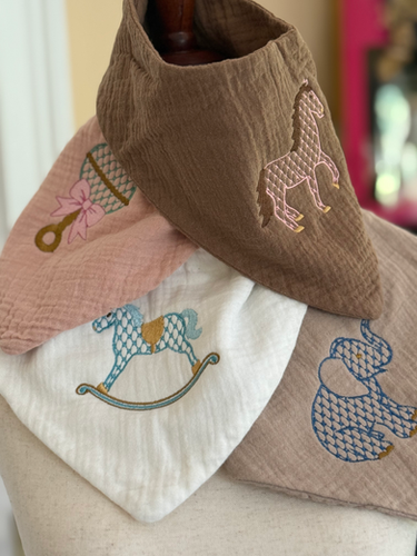 Embroidered Baby Bandana Bib